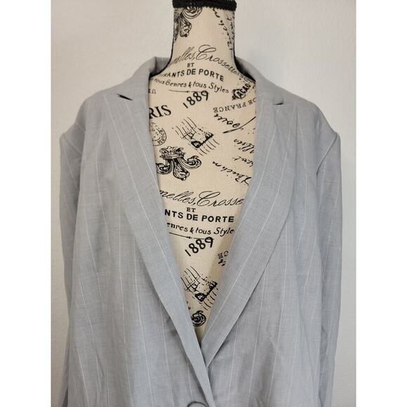 Maeve Reilly x BCBGMaxAzria Formosa Lace-Up Blazer Sz Medium Gray Striped NWT - Picture 4 of 12